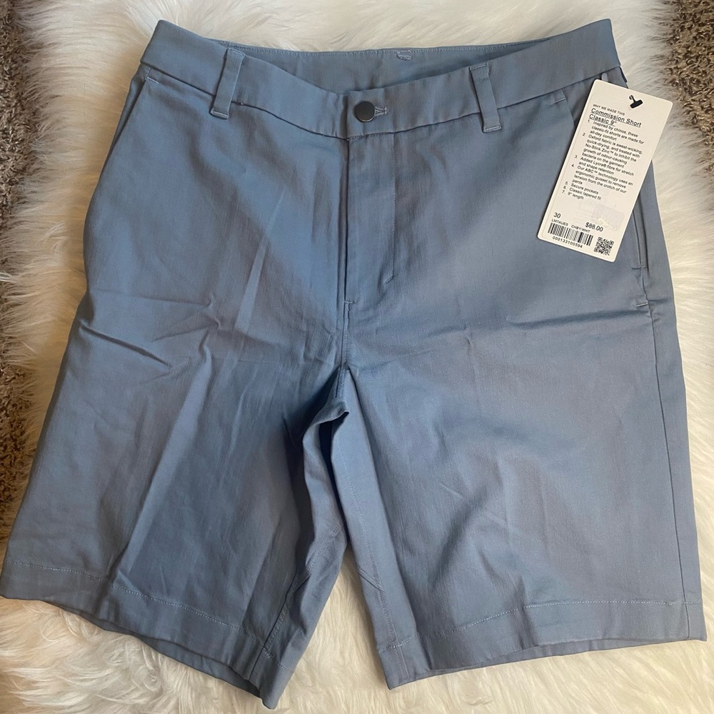 Lululemon Commission Short Classic 9“ CHBY/WHT Blue Men Size 30 New